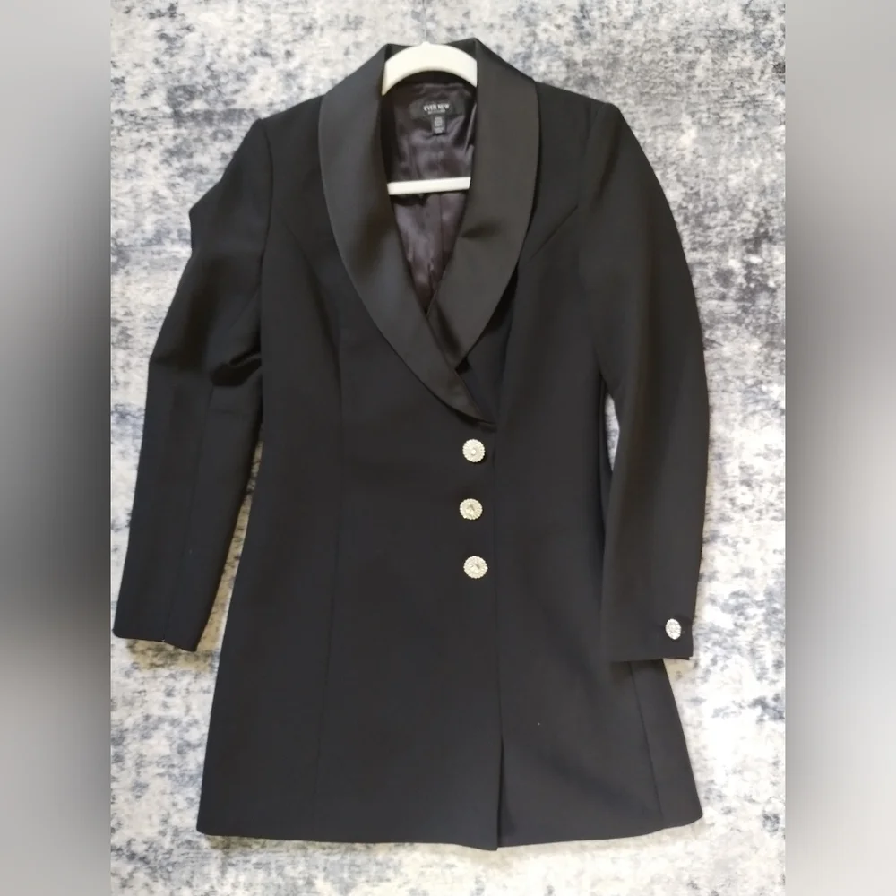 Ever New Elegant Black Blazer Dress with Silver Buttons 4 - Picture 4 of 4